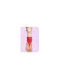 2PCS Beach Crochet Barefoot Sandals Red Anklet Layered Lace Ring Foot Chain Bridal Wedding Anklet Foot Yoga Dance Trendy Accessories for Women