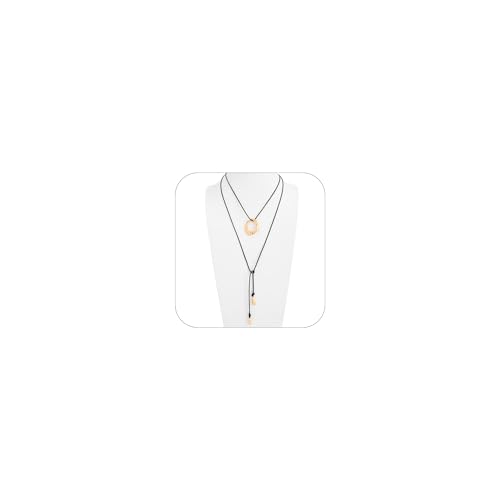 Statement Pendant Necklace for Women Minimalist Black Long Wax Rope Geometric Irregular Circular Pendant Necklace Vintage Adjustable Leather Necklaces Jewelry for Women - style: gold