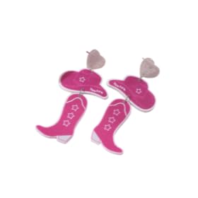 Western Cowboy Style Pink Heart Hat & Boot Acrylic Earrings Boho Festival Stackable Jewelry for Women - color: B