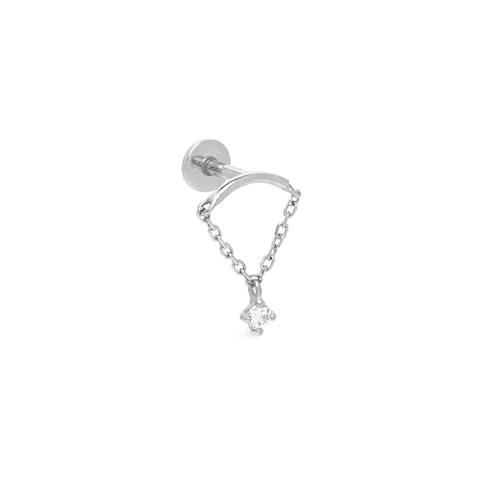 Hidden Helix Earrings Dangle Rhinestone Helix Earrings Threadless Flat Back Earrings Hypoallergenic Cartilage Earring Hidden Helix Piercing Jewelry - color: silver