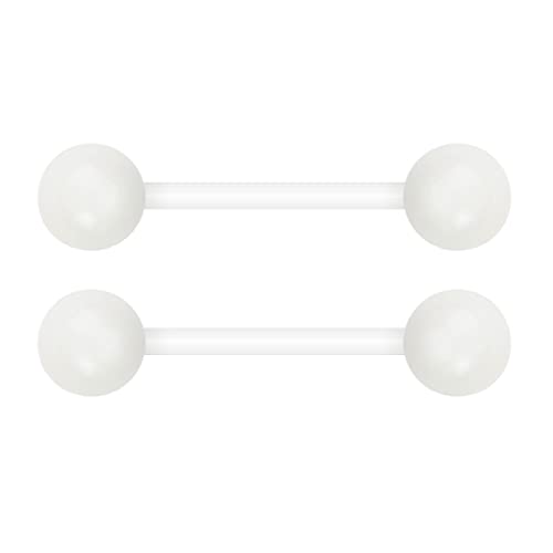 Forbidden Body Jewelry Nipple Rings, Tongue Rings, Nipple Piercing Jewelry, Nipple Jewelry, Flexible Acrylic Barbell Set 14G 16mm (5/8 Inch), 3 Pack - style: White