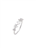 Adjustable Women's Cubic Zirconia Leaf Shaped Ring, 18K Gold-Plated Exquisite Stackable Women's Ring, A Great Gift for Her - color: G