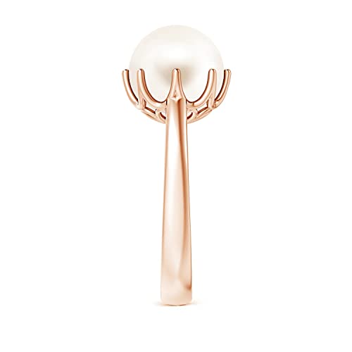 Angara Freshwater Pearl Crown Ring in Silver/14K Solid Gold/Platinum | Freshwater Pearl Solitaire Ring for Women | June Birthstone, Anniversary Jewelry Gift - color: Rose Gold, size: 4.5