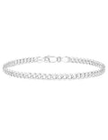 IEFWELL S925 Sterling Silver 14K Real Gold Plated Bracelet Hypoallergenic 4mm Diamond Cut Cuban Link 6.5 7 7.5 8 8.5 9 Inches for Men Women Jewelry Gifts - color: 925-Sterling Silver, size: 7 Inch-Women's Small & Men's X- Small