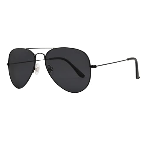 JOOX Polarized Aviator Sunglasses for Women Men, UV400 Protection Lens and Lightweight Metal Pilot Frame JX2775 - color: Shiny Black/Grey