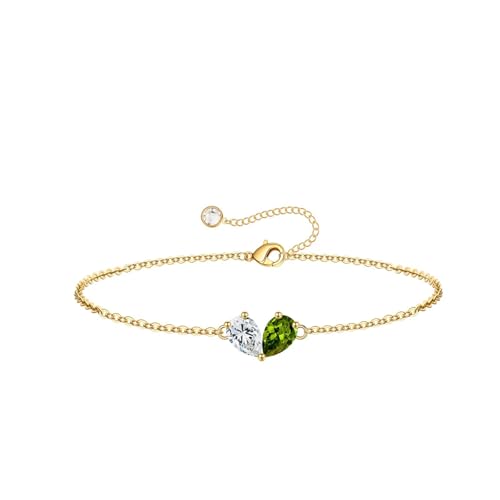 Turandoss Gifts for Women Her Daughter - 6 7 8 9 10 11 12 13 14 15 16 Year Old Girls Birthday Gifts, 14K Dainty Gold Plated Created Birthstone Bracelets for Women Girls Teens Jewelry Gifts - color: 04-08-Apr-Aug-Birthstone