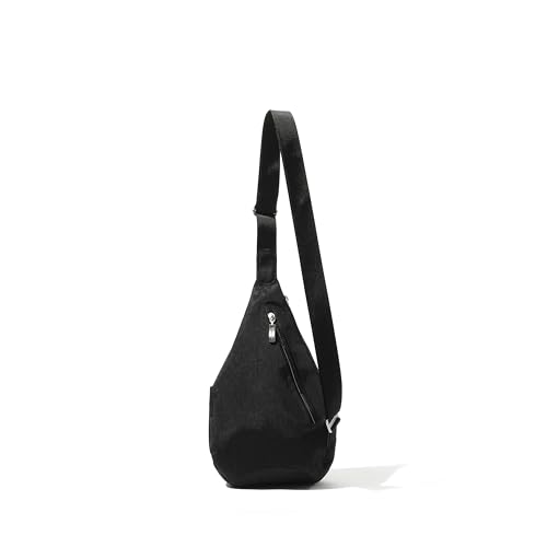 Baggallini Mini Sling - 12x7 Sling Crossbody Bag Backpack with Adjustable Shoulder Strap - color: Black Cheetah Emboss