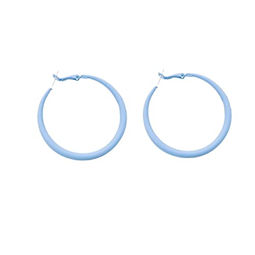 Colorful Matte Hoop Earrings 80s Hoop Earring Retro Earrings Neon Earrings Bright Fluorescence Round Hoop Earings for Women - color: light blue
