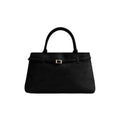 Base’ic Women’s Suede Tote Bag with Gold Hardware – Trendy Slouchy Shoulder Hobo Satchel Handbag Work Purse Travel Gift - color: Black (Gold Hardware)