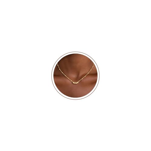 M MOOHAM Gold Necklace for Women Non Tarnish - Dainty 14K Gold Plated Beaded Chain Small Pendant Necklaces Simple Pearl Circle Beads Teardrop Pendant Necklace for Women Trendy Jewelry Gifts - color: Beads Pendant