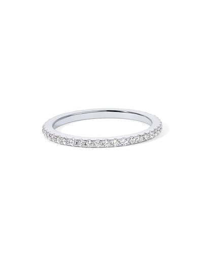 PAVOI Gold Plated Solid 925 Sterling Silver CZ Simulated Diamond Stackable Ring Eternity Bands for Women - color: 1-Pack White Gold