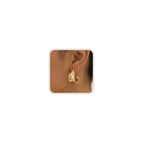 4 Pair Small Gold Hoop Earrings for Women Sensitive Ears - Hypoallergenic 14k Real Gold Plated Hoops Zirconia Cartilage Huggie Earrings Set Helix Piercing Earring Gold Jewelry for Women Gift - color: 1947 Hoop Gold