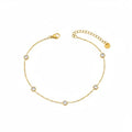 Dainty Ankle Bracelets for Women 18K Gold Plated Satellite Beaded Herringbone Lip Chain Anklets Simple Minimalist Summer Beach Foot Jewelry Christmas Gifts - color: 5 CZ-Gold