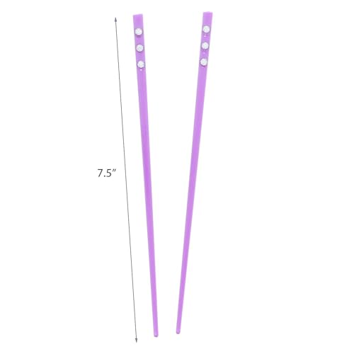 Set of 2 Hair Sticks with 3 Diamonds Chopsticks - Purple - color: Purple