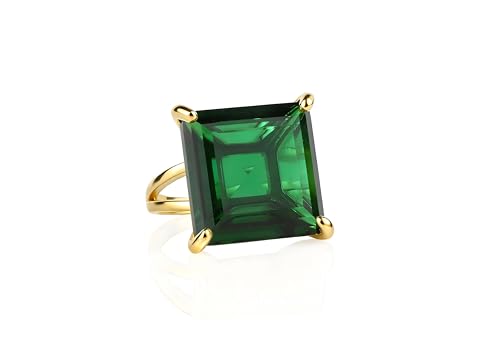 Emerald in 14k Gold - Statement Gemstone Jewelry for Women - Vintage Artisan Handmade Rings - Custom Size