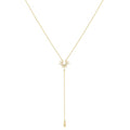 14K Gold Plated Layered Lariat Necklace for Women - Waterproof Non-Tarnish Dainty Gold Chain Necklace, Long Boho Statement Jewelry for Wedding, Prom, Summer Vacation Gifts - color: CZ Y Necklace-Gold