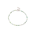 PINK TOWN Colorful Beaded Necklace Bohemian Rice Beads Choker Handmade Summer Beach Necklace for Women - color: Green