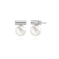925 Sterling Silver Hoop Handpicked AAA+ Quality 7.5-8mm White Freshwater Cultured Pearl Dangle Drop Earrings Jewelry for Women - color: 8. Silver Plated Bar