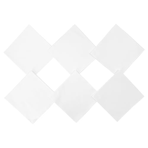 100% Cotton Bandana 27x27 Large Solid Head Scarf for Men Women Thick Opaque Reusable Wrapping Cloth Gift & Lunch - color: White 6 Pack