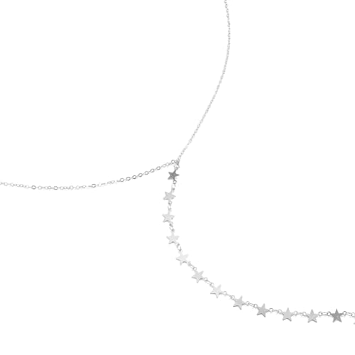 Star Sequin Backdrop Necklace for Women Backless Dress Back Necklace Stars Drop Back Chain Body Jewelry - color: Silver