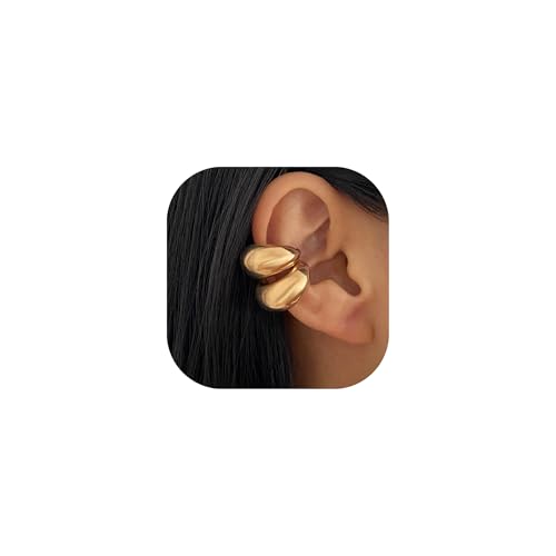 Ear Cuffs Non Piercing Chunky Water Droplet Ear Cuff Earrings for Women Trendy Clip on Cartilage Simple C-Shaped Diamond Studded Ear Clip Jewelry Best Gifts 2026 - color: C-Gold