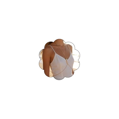 Rhinestone Back Chain Necklace for Women Bridal Wedding Sexy Rhinestone Backdrop Chain Waist Belly Chains Trendy Body Chains Jewelry - style: D-GoldB