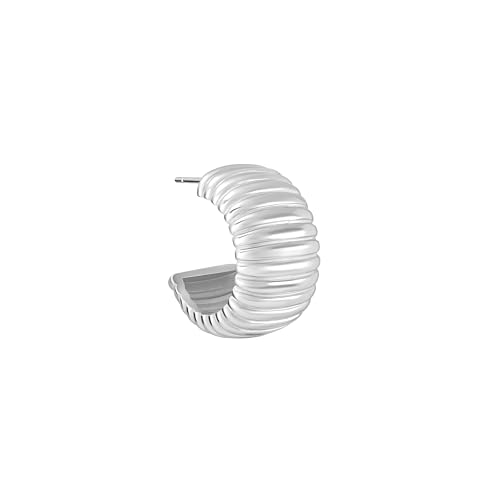 Amazon Essentials Plated Tailored Hoop Earrings - color: Silver, size: L: 0.88" X W: 0.49"