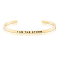 MantraBand - Mantra Band Bracelet - Gold color - Inspirational Engraved Adjustable Cuff - Gifts for Women, Sisters, Friends, Family - style: I AM THE STORM