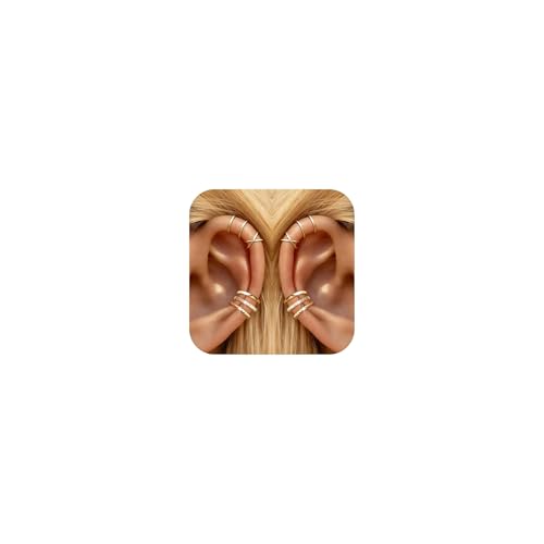 Ear Cuffs Non-Piercing for Women Dainty 14K Gold Plated Clip On Cartilage Earrings Hypoallergenic Huggie Hoop Cuffs Fake Earings for Non Pierced Ears - color: C:gold ear cuff