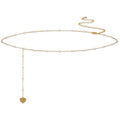 MFRYK 2PCS 14K Gold Plated Waist Chain Layered Pearl Cuban Beaded Satellite Figaro Belly Body Chain Boho Beach Waist Chains For Women Adjustable Waterproof Sexy Bikini Body Chain Jewelry For Women - style: Pearl Heart-Gold