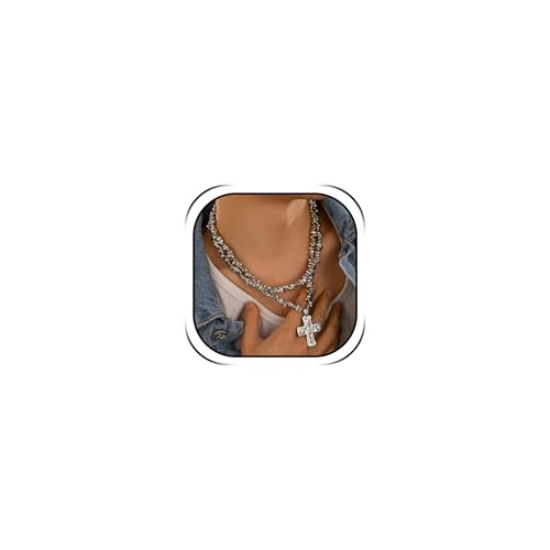Chunky Cross Necklace for Women Chunky Gold Necklace Statement Cross Pendant Vintage Toggle Clasp Necklace Jewelry for Women - color: E3:gold cross