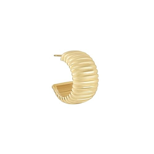 Amazon Essentials Plated Tailored Hoop Earrings - color: Gold Tone, size: L: 0.88" X W: 0.49"