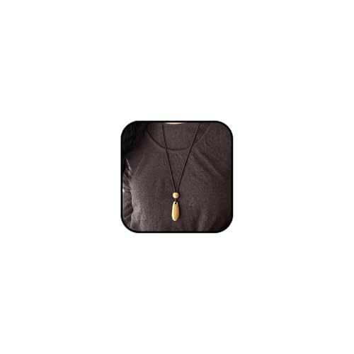 Long Gold Pendant Necklaces for Women Trendy Chunky Silver Big Pendant Statement Goth Black Leather Cord Rope Large Bean Necklace Boho Dangle Jewelry - color: Gold