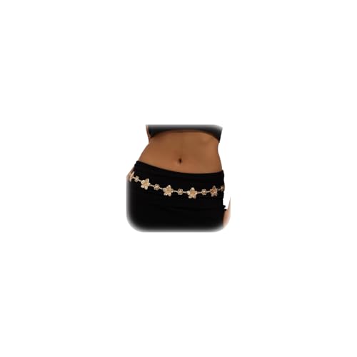 Simple Adjustable Flower Waist Belt,Gold Floral Waist Chain Belt Bikini Body Chains Jewelry Summer Beach Belly Chain Jewelry for Women