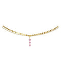 Pink Heart Belly Button Ring with Waist Chain for Women, Gold Triple Cubic Zirconia Dangle Navel Piercing, Adjustable Body Jewelry for Summer Beach Bikini - color: Chain-Style B