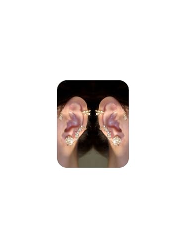 2PCS Ear Cuff Earrings for Women No Piercing Flower Climber Wrap Around Earrings Crawler Rhinestone Wrap Earring Fairy Ear Clip Jewelry Gifts - color: style2-gold
