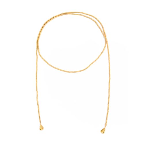 Statement Long Necklaces for Women Vintage Layered Beaded Long Chain Necklaces Boho Y Shaped Tassel Long Pearl Necklace Statement Bead Necklace Jewelry Gift for Women - style: Gold Round Beaded