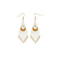 Bohemian Beaded Long Tassel Dangle Earrings for Women, Handmade Jewelry White Tarnish Resistant Lightweight Design, Stylish Accessory for Beach Vacation Party and Gift - color: white-02