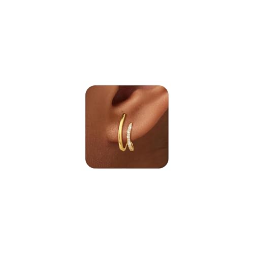 14K Gold Plated Dangle Earrings for Women Chain Dangling Long Earrings Trendy CZ/Twisted X Hoop Studs Dainty Threader Earrings Wedding Hanging Drop Dangly Minimalist Jewelry Gifts for Woman - style: 7