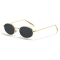 Retro Oval Sunglasses for Women Men 90s Trendy Small Round Gold Sun Glasses Fashion Narrow Metal Frame Shades - color: A1 Gold/Grey