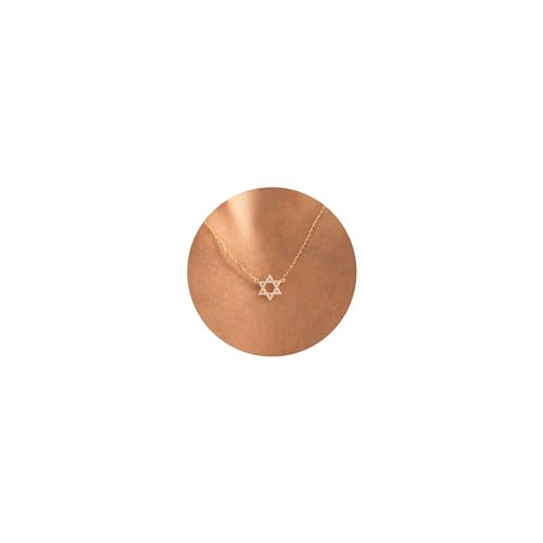 LLWOM Gold Necklace for Women-14k Gold Plated Infinity Necklace Star Of David Necklace Evil Eye Cross Pendants Heart Dainty Gold Necklace For Women - color: Gold, style: CZ Star Of David Silver