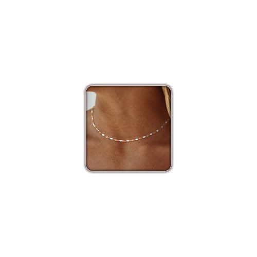 Gold Necklaces for Women Trendy, 14K Gold Plated Dainty Lip Chain Simple Choker Hypoallergenic Waterproof Boho Necklace Fashion Accessories Women Jewelry for Her - color: white