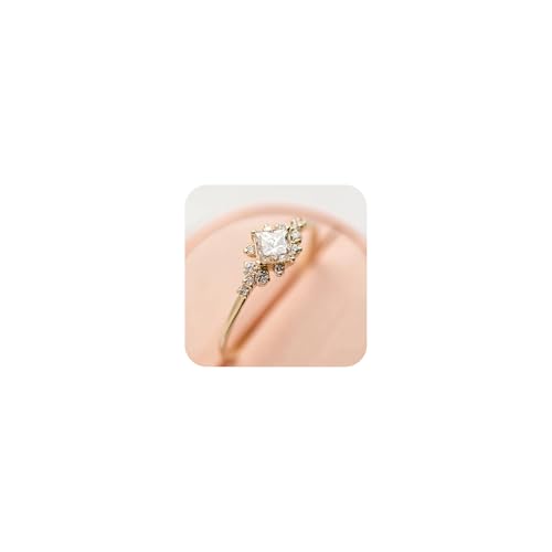 Vintage Ring Gold Engagement Ring Diamond Wedding Ring 14k Gold Milgrain Band for Women (8) - size: 8
