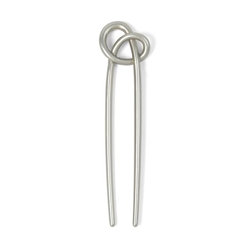 The Hair Edit Knotted Chignon French Hair Pin, Elegant Soft Silver Metal Hair Accessory for Buns, French Twists & Updos, Lightweight Pin for Effortless Everyday Style, Hair Pin for All Hair Types - color: Silver
