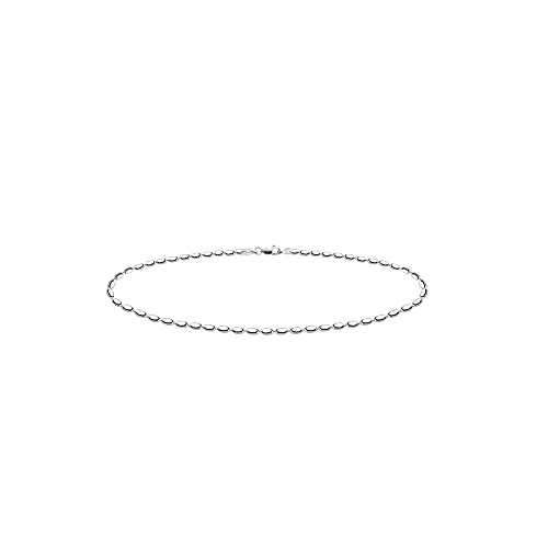 Savlano 925 Sterling Silver Oval Rice Bead Strand Chain Bracelet For Women - Made in Italy Comes Gift Box - style: 1.8MM
