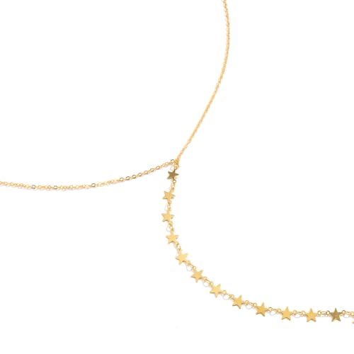 Star Sequin Backdrop Necklace for Women Backless Dress Back Necklace Stars Drop Back Chain Body Jewelry - color: Gold