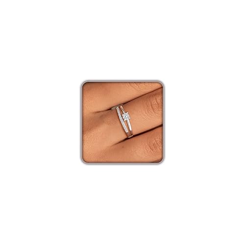 FISSEN JEWELRY Gold Rings for Women, Non Tarnish Dainty 14k Gold Plated Silver CZ Cross Ring Cute Cubic Zirconia Pinky Thumb Stackable Band Silver Finger Rings Size 6-10 Jewelry for Her - color: Silver Diamond Square