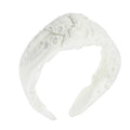 VOCOSTE Floral Pattern Knotted Headband, Classic Casual Style Headband for Women Girl, White, 4.92"x1.97" - color: White