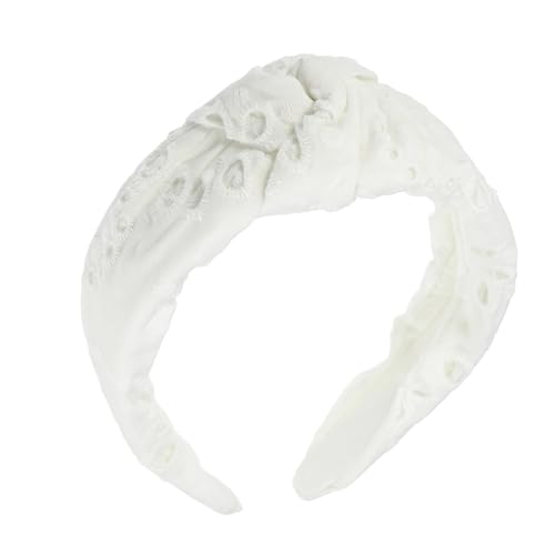VOCOSTE Floral Pattern Knotted Headband, Classic Casual Style Headband for Women Girl, White, 4.92"x1.97" - color: White