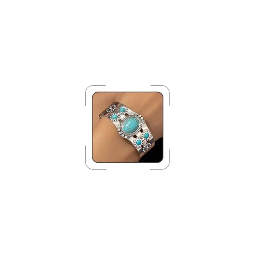 Western Bracelets for Women Vintage Chunky Turquoise Cuff Bracelet Turquoise Country Bracelets Adjustable Boho Cuff Bracelet Western Country Costume Jewelry Accessories - style: style4